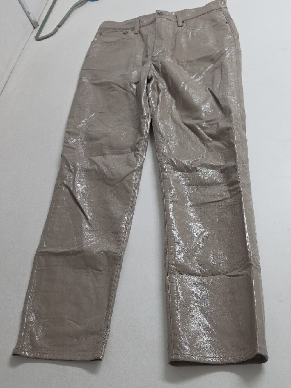Agolde Womens Beige Pinch Waist Leather Blend Jeans Pants Size 28 - Picture 3 of 16